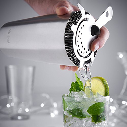 VonShef Premium Boston Cocktail Set mit Rezeptbuch, Edelstahl 550ml Shaker & Glas, gedrehter Barlöffel, Hawthorne-Sieb, 25ml/ 50ml Messbecher & Holz-Stößel – Zwei Jahre KOSTENLOSE Gewährleistung - 5