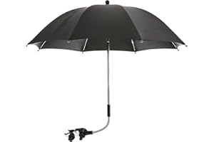 Souarts Parasol Umbrella for Pram 360° Adjustable Rotatable Universal Infant Sun Waterproof Protection Umbrella for Stroller Pushchair and Buggy