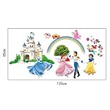 ufengke® Prinzessin Schloss Prinzessin und Prinz Wandsticker, Kinderzimmer Babyzimmer Entfernbare Wandtattoos Wandbilder - 4