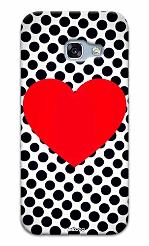 Fundook® Designer Printed Back Cover/Hard Case for Samsung Galaxy A3 (2017) (Heart & Black Dots Design/Patterns) - Red