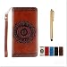 Produktbild TKSHOP Schutzhülle Case für Samsung Galaxy S7 Edge Prägung Blumen Geprägte indische Mandala Muster Buch-Stil Bookstyle Flip Magnetverschluss Brieftasche Geldbörse Wallet Kreditkarte ID Card Slots PU Leder Braun Beschützer Haut Schutzfolie Schutzhüllen Case Tasche Hülle Etui Schale Ständer Hülle Case mit Weich TPU Innere mit Metall Touch-Pen Gold