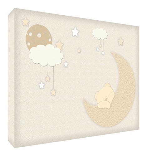 Feel Good Art Decorative bearmoon-a6blk-01it Token in Acrylic, Diamond Sanding, Bear Design on the Moon, Beige, 14.8 x 10.5 x 2 cm