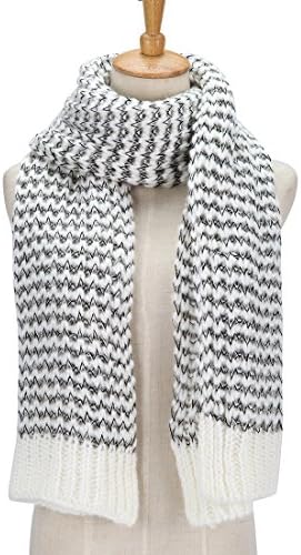 PROPRE Women's Fashion Long Scarf Winter Warm Knit Scarves -  White - 