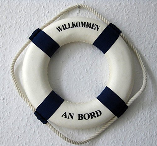 Deko Rettungsring blau-weiss Willkommen an Bord 25cm Durchmesser