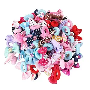 Suyegirl 50 Pcs Baby Girls Hair Ties Hair Bows Elastic Ties Soft Rubber Bands Ponytail Holders Hair Bands Hair Ropes Accessories for Infants Toddlers