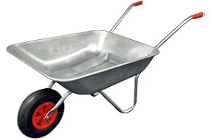 PRICECRUNCHERS Arboria - Wheelbarrow - Garden Wheelbarrow - Galvanised Heavy Duty Pneumatic Tyre Professional - DIY - 65 Litre, Silver