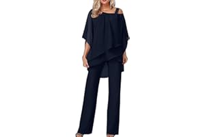 Dantazz Damen Hosenanzug Elegant 2-Teiliges 3/4 Batwing Ärmel Unregelmäßiger Shirts + Hohe Taille Weites Bein Hose Zweiteiler Sets Hochzeit Festlich Abendanzug Einfarbig Freizeitanzug Outfit