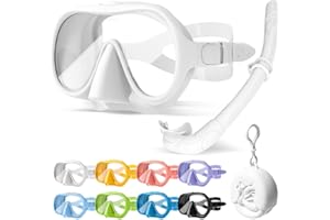 HINATAA Juego de esnórquel para adultos, gafas de buceo sin marco, 180°, ultra visión amplia, antivaho, antifugas, máscara de buceo profesional, gafas de natación para mujeres y hombres