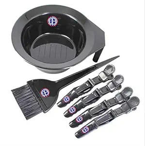 Ear Lobe & Accessories Dye Bowl +Dye Brush + 4pcs Crocodile hair Setting clips