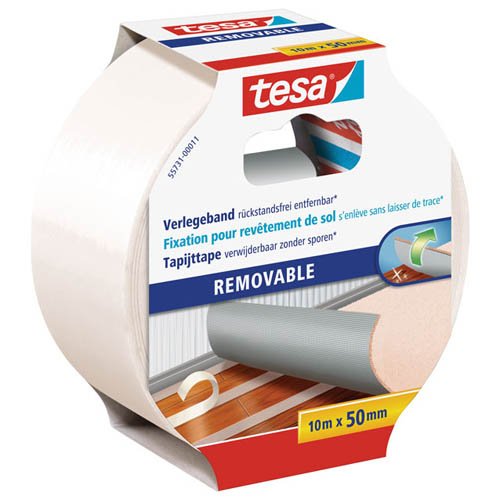 Preisvergleich Produktbild tesa Teppich-Verlegeband, 10 m x 50 mm - Doppelseitiges Klebeband