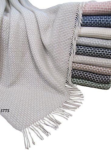 Blanket,Throw, Plaid, Bedspread, Picnic Rug, 80% Wool, 130x170 cm, Roma, colour: beige-white
