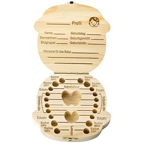 Mogoko [Deutsch Version] baby Kinder Original Holz Haar Milchzahndose Milchzähne Zähne box Kasten Souvenir Aufbewahrungsbox-Kundenspezifische Gravur - 3