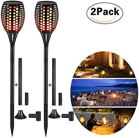 Solar Lights Garden Flashlights, 96 LED Solar Landscape Lights Dancing Flame Lighting, Party Atmosphere Lights / Patio Spotlights / IP65 Waterproof / Light Control Automatic Switch / Can Made From 3 Different Styles, Outdoor Picnic / Garden / Party / Christmas / Road / Fence, (2 Packs)