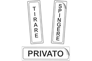 EVM Eticchette SPINGERE + TIRARE (Vert.) + PRIVATO Segnaletica Targhetta in PVC Morbido laminato Opaco Adesivo impermeabile Porte Locali Ufficcio 15x4cm 3pz.