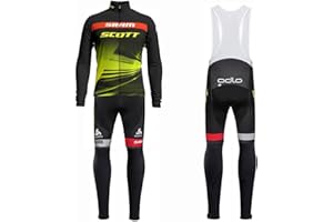 assocauicy Conjunto Ciclismo Hombre Manga Larga,Ropa Ciclismo Invierno Pantalones Con 3D Para Almohadillas De Gel