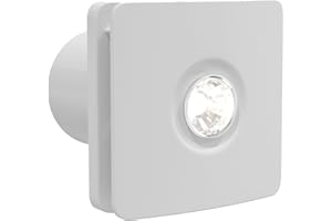 Pebble Grey White Bathroom Extractor Fan with Light 4 Inch/100mm IPx4 Rated - Flow Plus Ceiling Bathroom Fan Extractor for Ventilation, Silent Exhaust Fans, Lightweight Exhaust Fans for Toilet