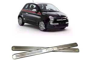 Eamily Lot de 2 Protections de seuil de Porte de Voiture en Acier Inoxydable pour Fiat 500 2012-2022
