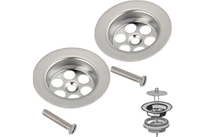 ZYWUOY Juego de 2 Tapones de Baño de Acero Inoxidable con Tornillo Fregadero Cesta Filtro Tornillo Colador de Drenaje para Cocina, Ducha, Baño y Lavabo