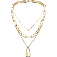 Jewels Galaxy Gold Plated Trending Lock Inspired Layered Necklace Set