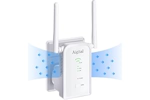 AIGOLINK Ripetitore WiFi Potente per Casa 300Mbps 2.4GHz Amplificatore di segnale WiFi Extender con WPS, 2 porte LAN/WAN, 2 antenne, potenzia la copertura Wi-Fi, Compatibile con Modem Router