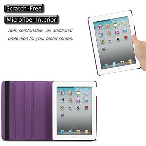 iPad 2 3 4 Hülle,Infiland PU Ledertasche lederhülle 360°Drehbarer Stand Smart Cover Case Schutzhülle Tasche Etui für Apple iPad 2,iPad 3, iPad 4(mit Auto Schlaf / Wach Funktion)(Lila) - 4