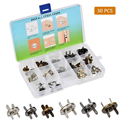 TIMESET Timesetl 14/18 mm Snap Magnetico 30PCS Argento/Oro/Nere Magnetica Borsa Fermagli Bottoni. con Scatola di plastica
