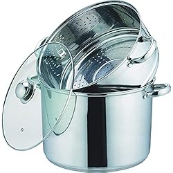Kamberg - 0008059 - Couscoussier / Cuit Vapeur / Faitout 3 en 1 -Diamètre 20 cm - 4 Litres - Acier Inoxydable Haute Qualité - Couvercle en verre - Tous feux dont induction