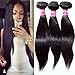 Price comparison product image eCowboy Straight Brazilian 3 Bundle Pack Deal With Virgin Hair Weave Extension Weft Track 18''18''18'' Natural Black