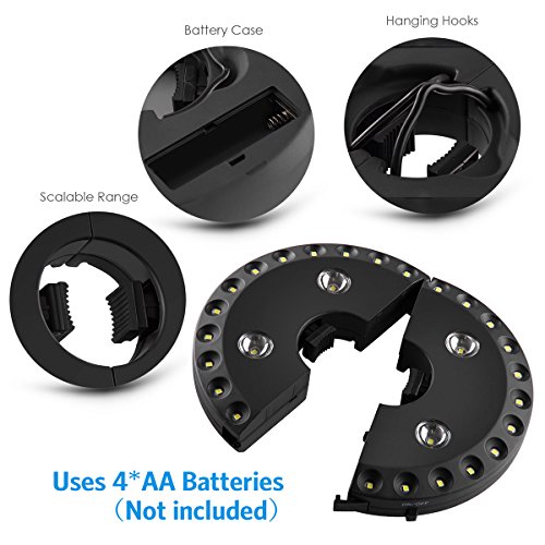 Amir LED-Schirmleuchte, Cordless 28 LED Patio Umbrella Light, 3 Modi Sonnenschirm beleuchtung, Batteriebetriebene Regenschirm Pole Light Zelt Licht für Regenschirme, Camping Zelte oder Outdoor Use - 5