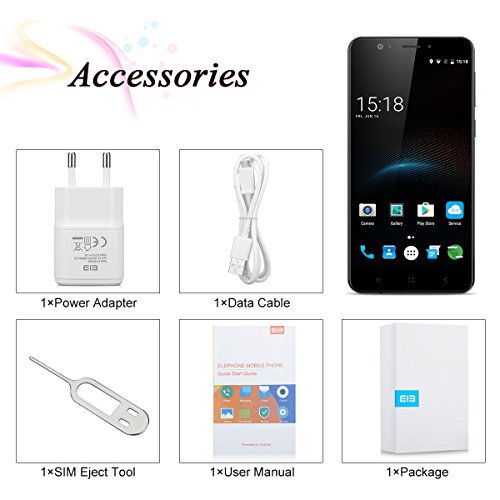 Elephone P8 mini Smartphone 4G, 5.0 Pollici FHD Schermo Android 7.0 Telefono Cellulari, MTK6750T Octa Core 1.5GHz, 4GB RAM + 64GB ROM, 13.0MP +2.0+16.0MP Camera, Dual Sim, Fingerprint Sensorï¼ŒWiFi, Hotkont, GPS, OTG Cellulare- Nero