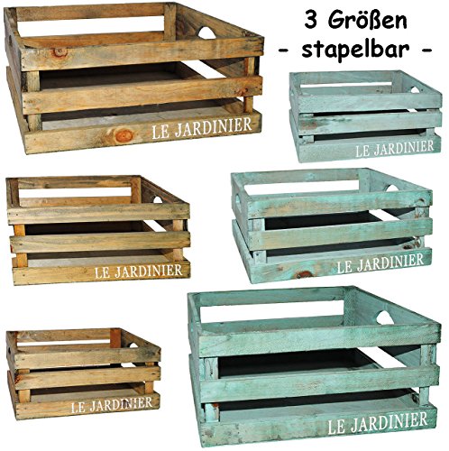 Set _ Holzboxen / Deko Kisten / Blumenkisten - " Vintage Look - türkis blau - le Jardinier " - Dekokiste Kiste - Holzkiste - aus Holz - Utensilo - Deko / Shabby Chic - Holzstiege / Stiege - Obstkiste - Obststiege - Kisten - Stapelkiste / Weinkiste - Regal - Kistenregal - Wohnzimmer - Aufbewahrungsbox - Blumentopf - Pflanzkasten - Holzkisten / Möbel Regal - Blumenkübel - Blumenkiste / Dekokasten