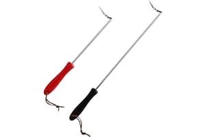 LASUROA 2 Pcs Food Flipper, Food Flipper Turner Hooks BBQ Food Flipper Stainless Steel BBQ Meat Hook Flipper Food Flipper Meat Hook for BBQ Grilling Griddle Kitchen Cooking Accessories