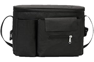 CRSUSUKJ Kinderwagen Organizer,Buggy Organizer Taschen,Kinderwagen Taschen,Kinderwagen Organizer Universal, Kinderwagen Tasche Schultergurt,Kinderwagentasche Aufbewahrungstasche (schwarz)
