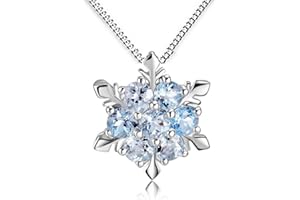KLIHD findout Dames Argent Cristal Bleu Collier Pendentif Flocon de Neige .pour Femmes Filles Enfants. (f1465)