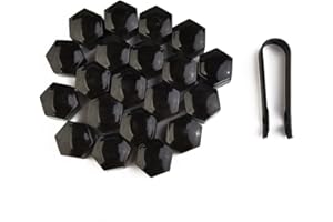 ZYNCUE 20 Pcs 22mm Wheel Nut Bolt Covers ABS Cap with Clip Fit For R-ange Ro-ver Vaux-hall Insignia Black