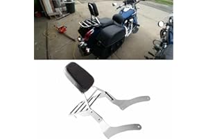 MUERICHE Comfortable Leather Backrest Sissy Bar + Luggage Rack Pad for Kawasaki Vulcan 900 VN900 1996-2018 (Chrome)
