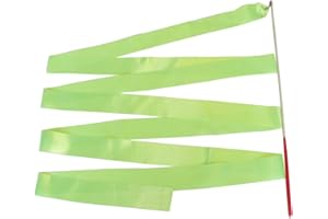 TRIMMING SHOP Gymnastic Green Ribbon for Children Kids Dancing Streamers Dancer Wand Rhythmic Baton Twirling Wands on Sticks for Kids Artistic Dancing Training Party Favors with Ribbon Dancer Wand, 4 Metres,1pc
