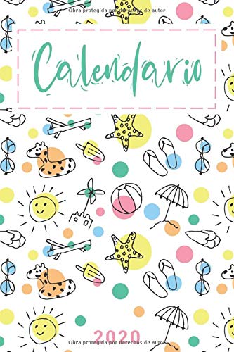 Calendario 2020: Grande Calendario completo para todo el año, cada día por separado, planificador mensual y diario, cuaderno, cubierta de playa, estilo infantil, boceto