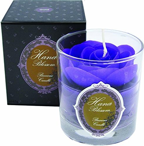 Hana Blossom Handmade Fair Trade Beeswax Candle with Orchid Scent, Purple Rose