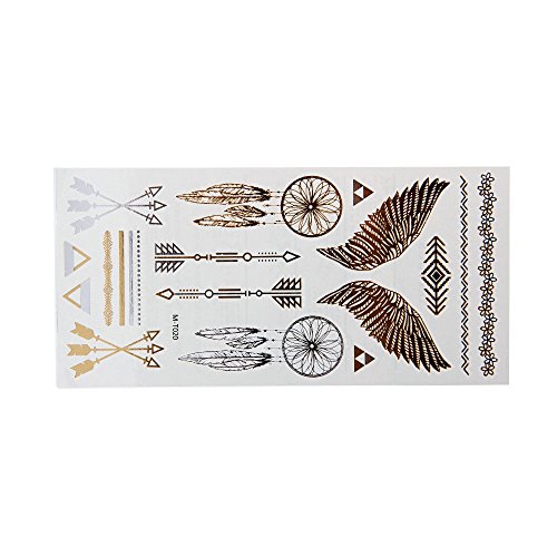 Hommii 10teile Tattoo Metallic Einmal Flash Klebe Temporary Gold Silber Henna Armband Kette Body - 6