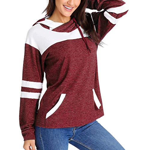 Preisvergleich Produktbild Juliyues Damen Kapuzenpullover Frauen Farbblock Patchwork Sweatshirt Langarm Hoodies Jumper Casual Oberteile Tops Bluse