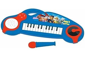 Lexibook Pat' Patrouille Piano électronique pour Enfants avec Effets Lumineux, Microphone, Batterie, Haut-Parleur intégré, mélodies de démonstration, Lecteur DJ, Bleu/Rouge, K704PA