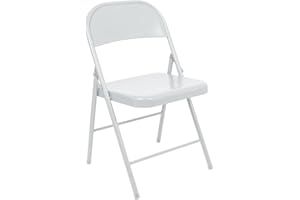 Harbour Housewares White Metal Folding Chair with Rubber Bumper Feet - Lightweight Matte Foldable Desk Chair Metal Garden Seats for Indoor, Outdoor Activities, Guests, Conferences