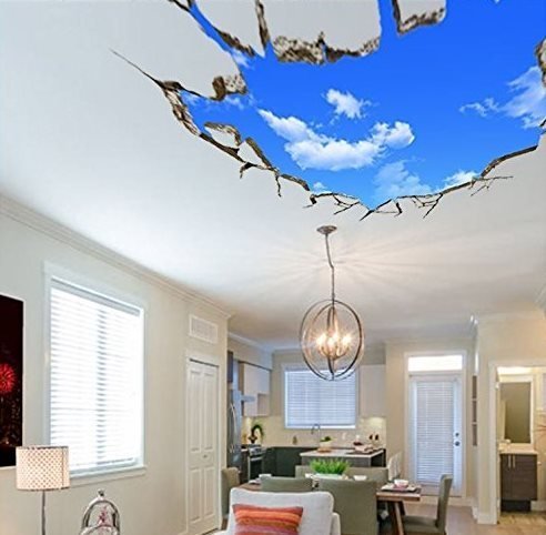 Preisvergleich Produktbild PREMIUM Wandsticker BLUE SKY (selbstklebend) Wandtattoo Wand Tattoo Wandaufkleber Deckenaufkleber 3D Vinyl Aufkleber für Wand oder Decke