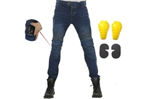 ARMOR QTREES Jean de moto avec 4 protections de genoux et de hanches pour homme et femme