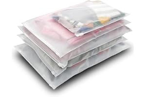 HAOXYO 30 Pcs Travel Storage Bags For Clothes,Reusable Plastic Ziplock Bags For Hospital Bag,Frosted Waterproof Multifunctional Luggage Storage Pouch for Clothes, Shoes, Cosmetics (5 Size)