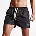Produktbild URSING Herren Badeshorts Beachshorts Boardshorts Kurze Badehose Schnell Trockend Boardshorts Schwimmshorts Schwimmen Trunks Wasserhose Sommer Shorts für Strand Surfen Laufen Wassersport (L, Black#)