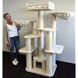 Kratzbaum für große Katzen XXL Maine Coon Fantasy Creme. 65KG total und 15cmØ Kratzstämme 120x60x183cm Katzenkratzbaum speziell für große und schwere Katzen. Von RHRQuality