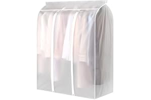 Festnight Bolsa de Almacenamiento Colgante Translúcida para Ropa, Protector de Ropa Hecho de EVA con Cremallera Completa, a Prueba de Polvo e Impermeable