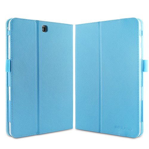 Infiland Samsung Galaxy Tab A 9.7 Hülle Case -Slim Fit Folio PU-lederne dünne Kunstleder Schutzhülle Cover Tasche für Samsung Galaxy Tab A 9.7 T550N/ T555N 24,6 cm (9,7 Zoll) WiFi/LTE Tablet-PC (mit Auto Schlaf / Wach Funktion)(Hellblau) - 2